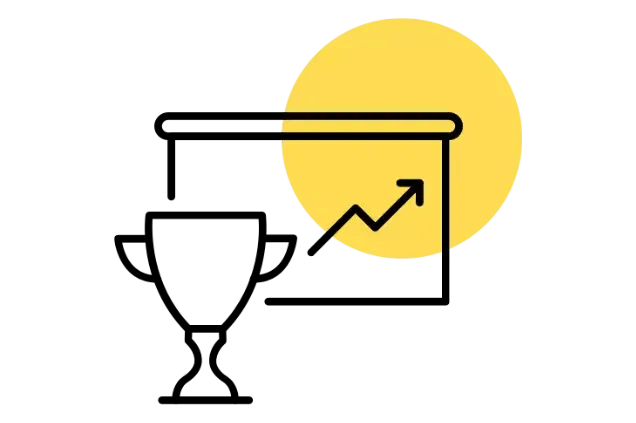 Symbol with a trophy and an arrow pointing up