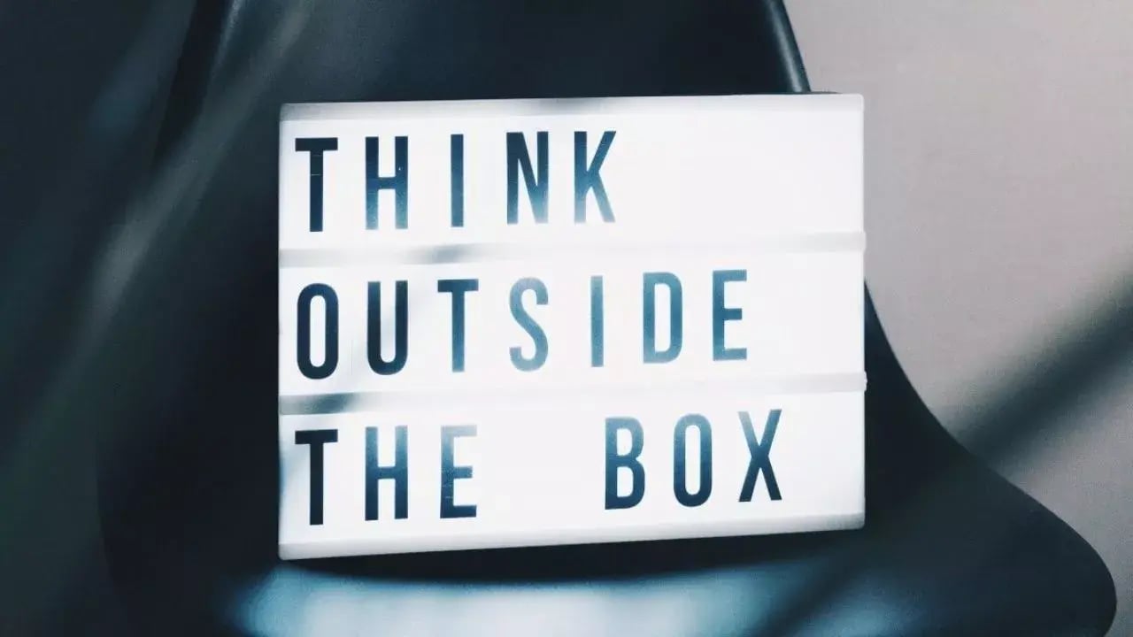 Light box with the text think outside the box