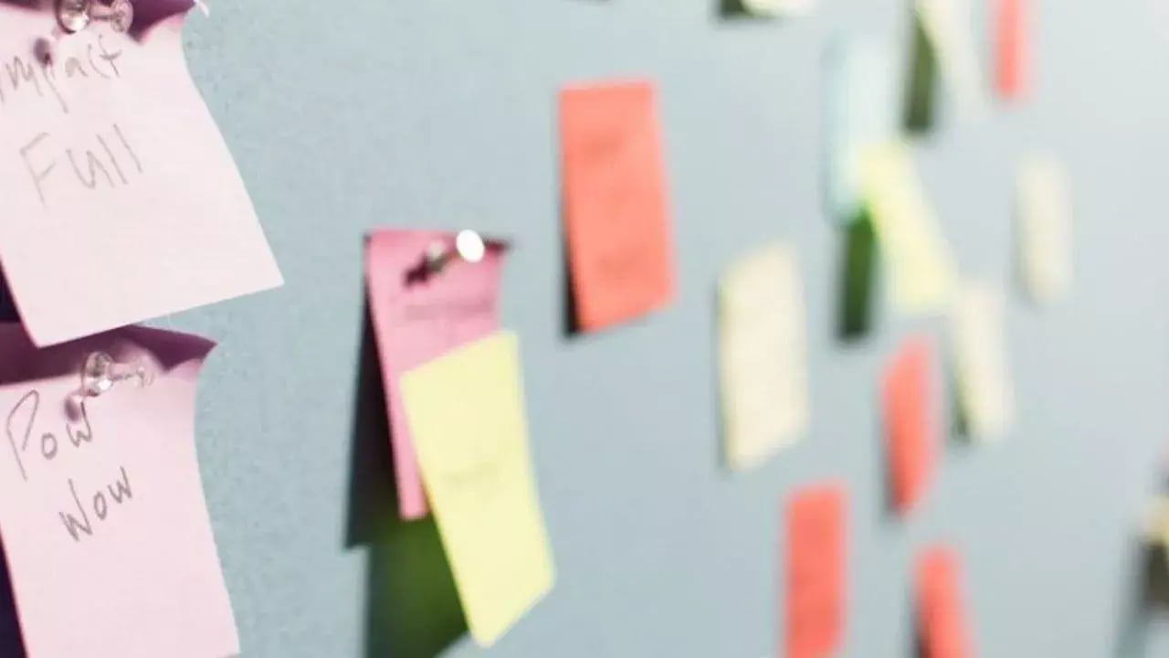 Post it notes posted on the wall