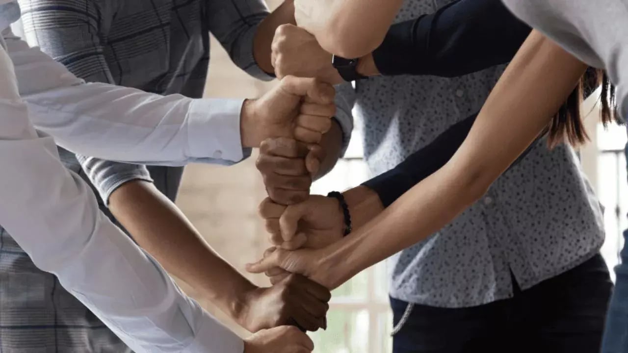 A group of people coming together