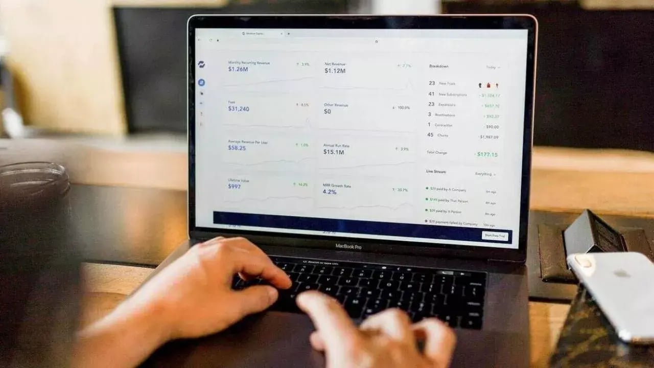 A screen displaying a financial dashboard or analytics software