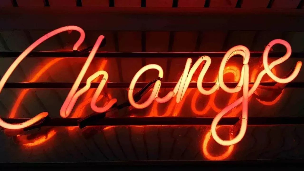 A glowing neon sign that reads 