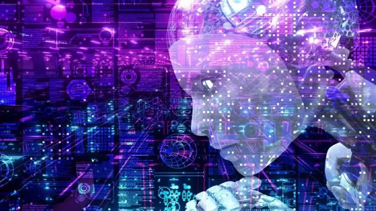 a futuristic, digital representation of a human-like figure